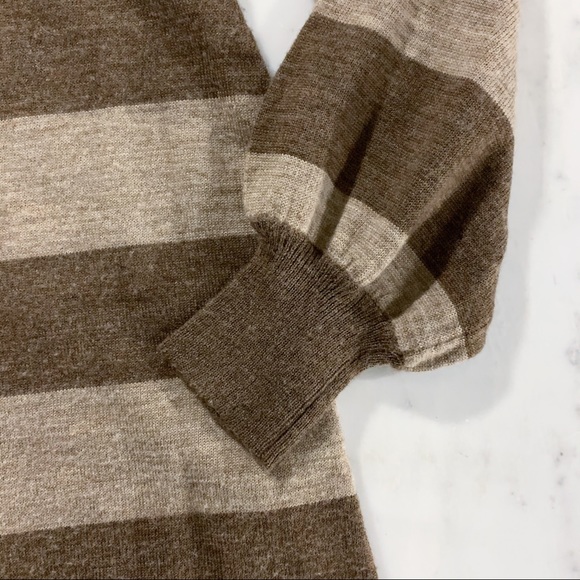 Neutral Color Stripe Dress with Long Sleeves - Picture 12 of 13